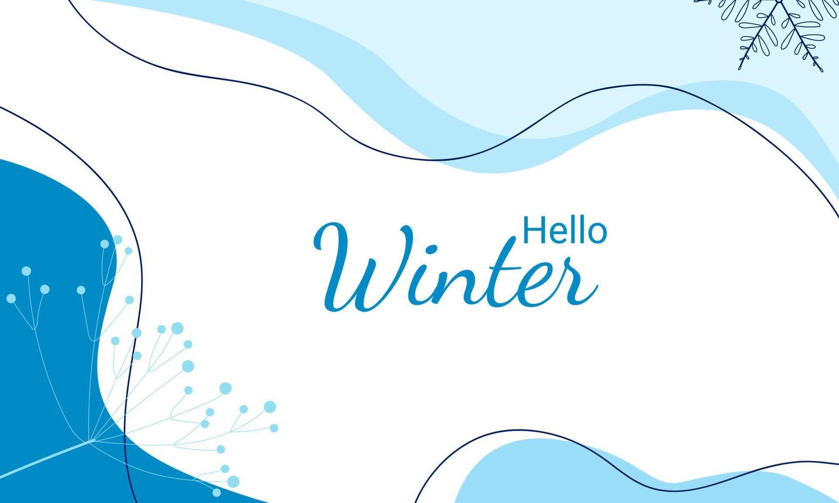 Winter colorful abstract background in blue tones with a branch vector