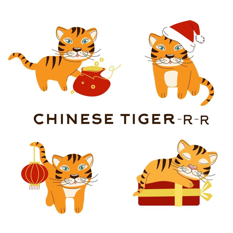 colección de tigre de bengala para el año nuevo chino vector