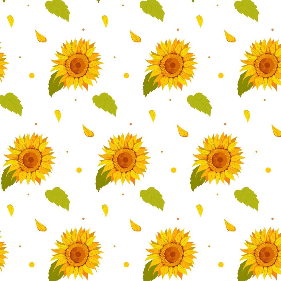 Seamless pattern of sunflowers vector