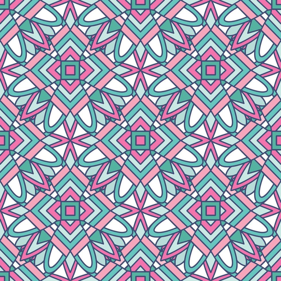 Abstract geometric design in pastel colors. Ethnic decorative art in pink, blue and gray. Indian style pattern. vector