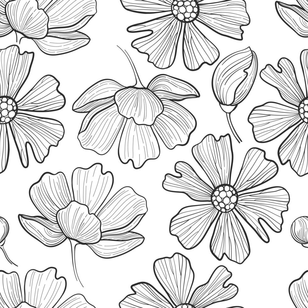 Black and white camellia.Vector seamless pattern vector