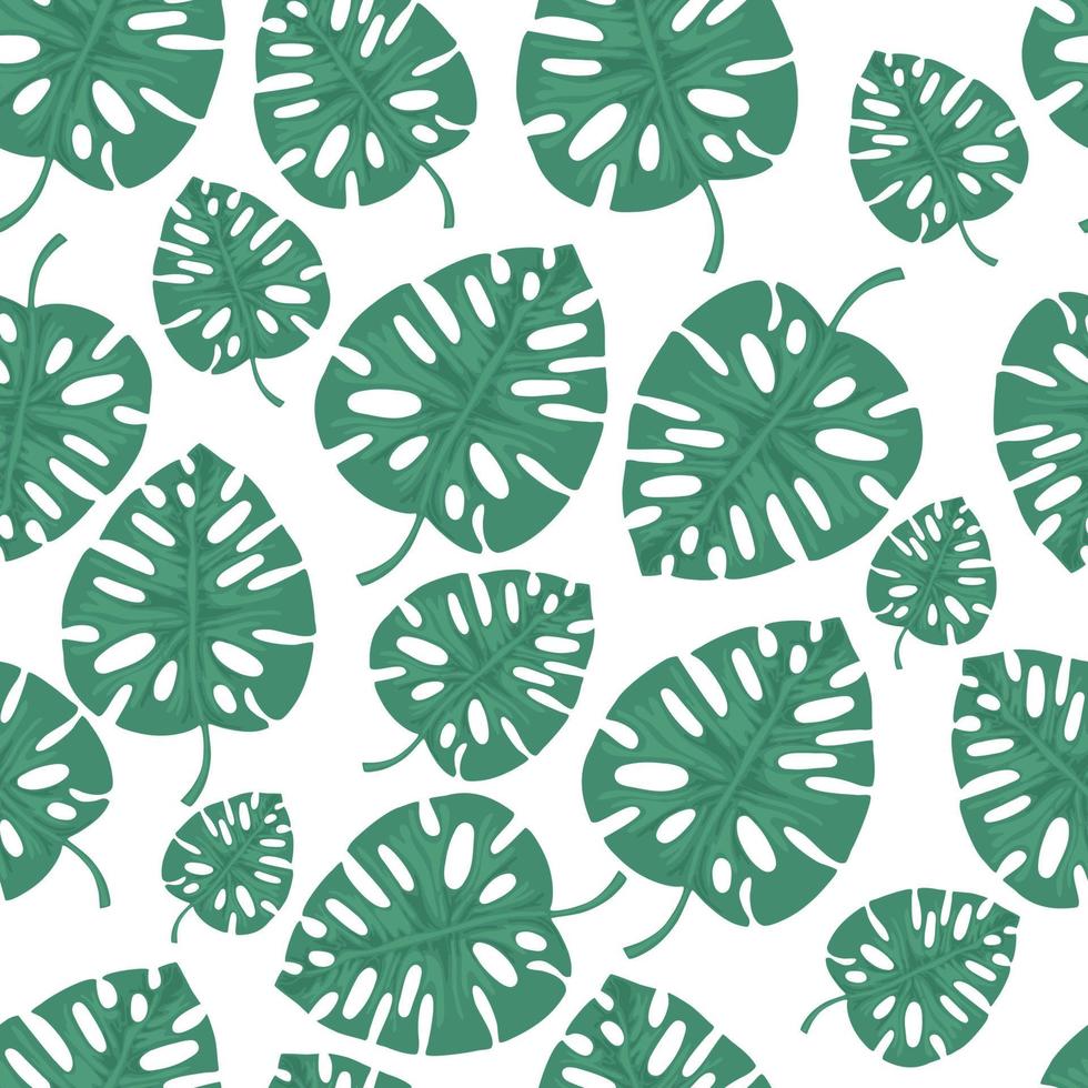 Seamless pattern with tropical leaves on white background vector