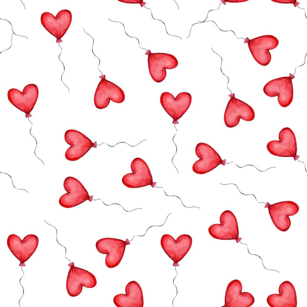 Seamless pattern with red heart shaped balloons. Valentines Day Pattern vector