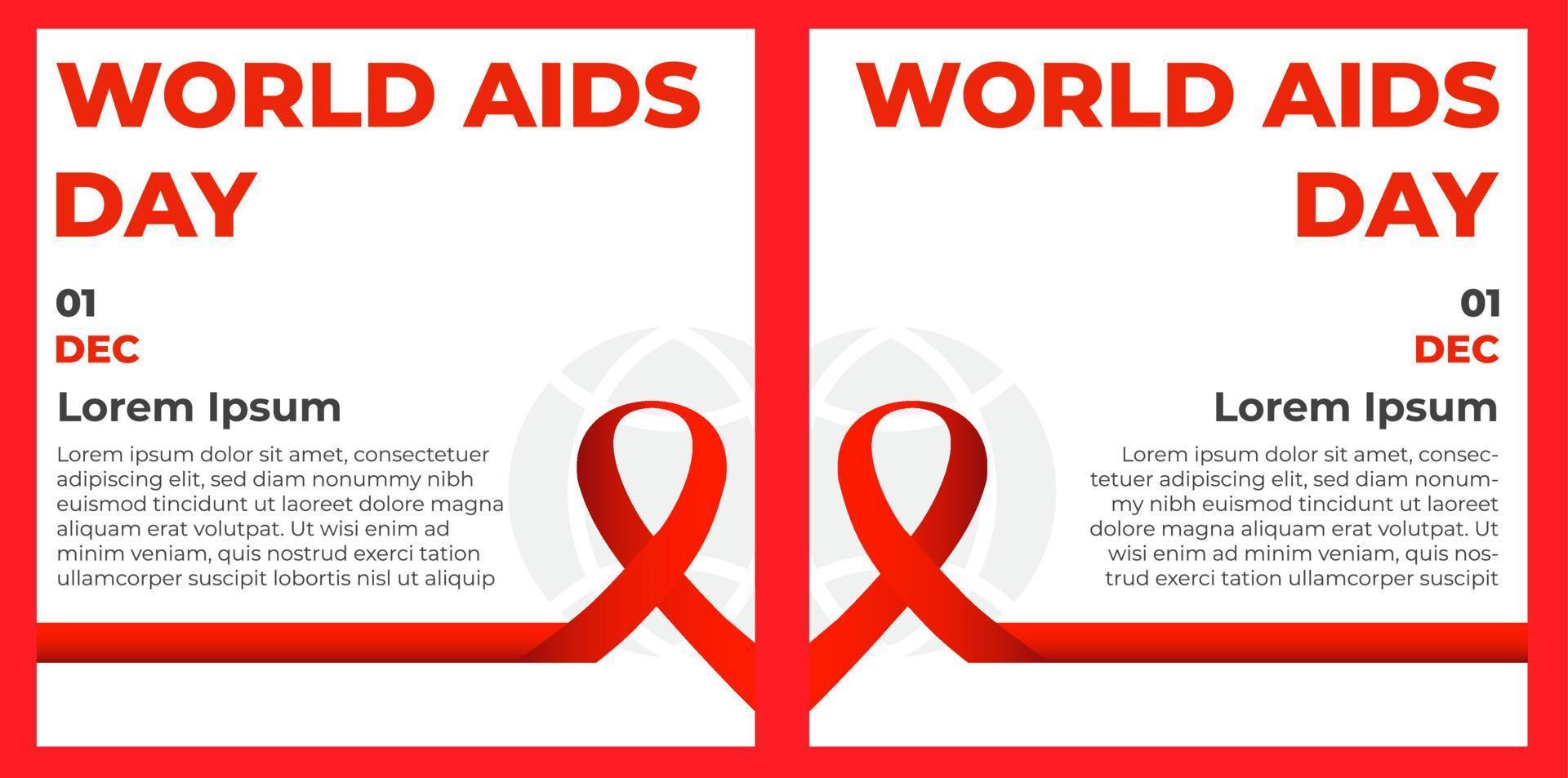 set of world aids day social media post . vector