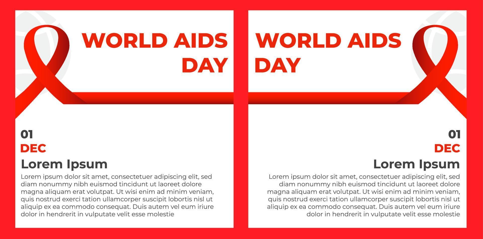 conjunto de publicaciones en las redes sociales del día mundial del sida. vector