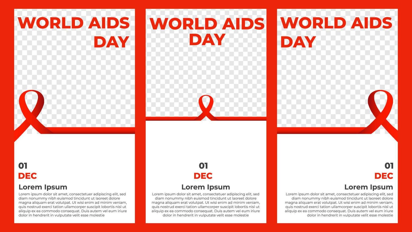 world aids day social media stories collection vector