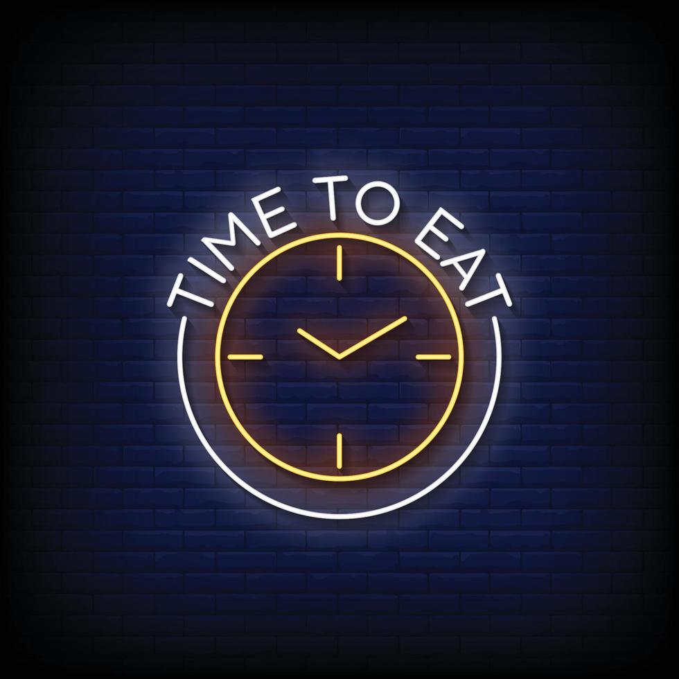 Time To Eat Neon Signs Style Text Vector