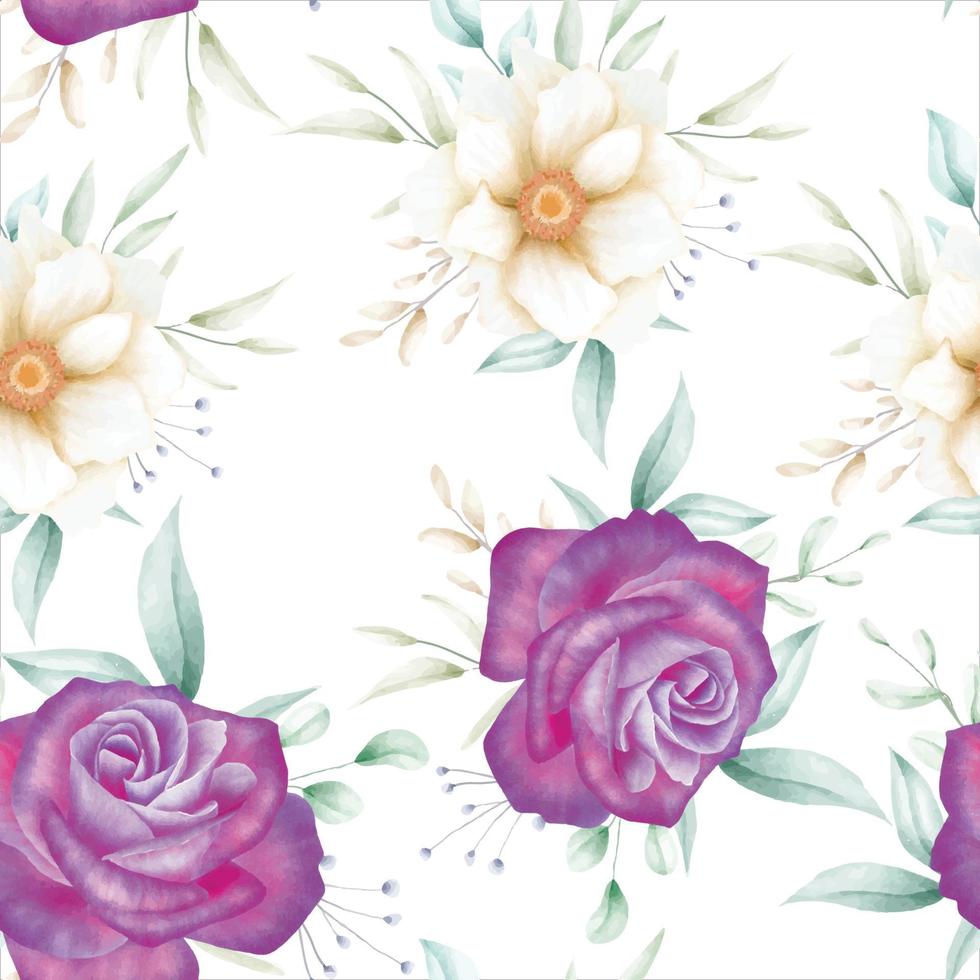 Beautiful watercolor floral seamless pattern vector