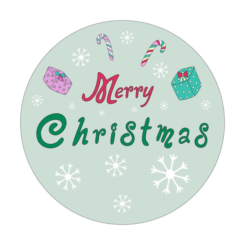 merry christmas with cute characters in circle shape vector