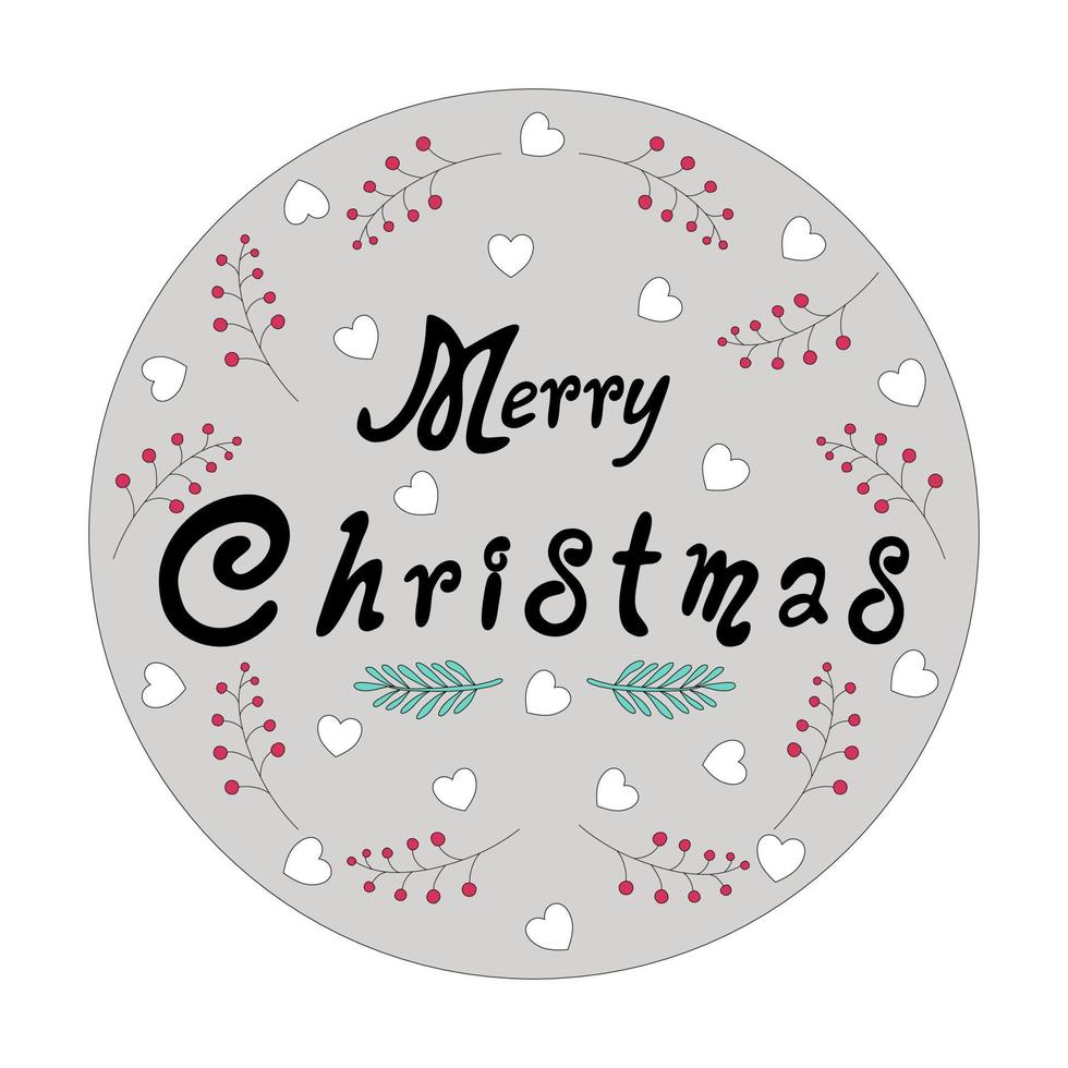 merry christmas with cute characters in circle shape vector