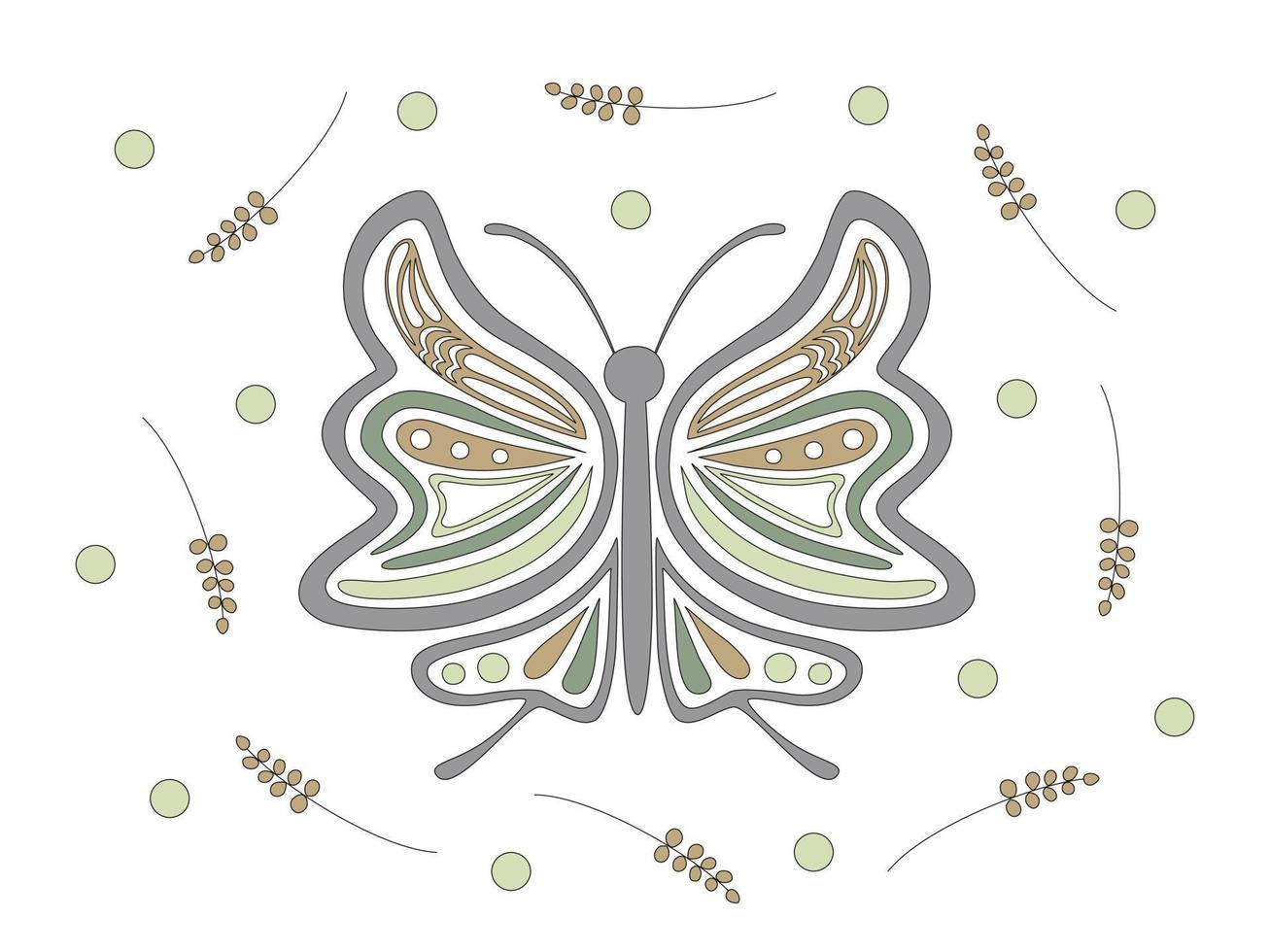 Collection of butterflies in pastel tones designed in doodle style vector