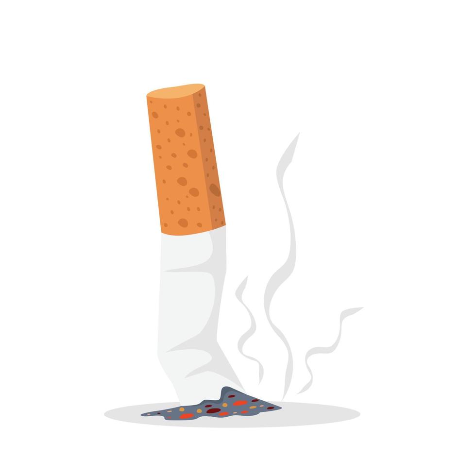 White Cigarette butt Flat illustration vector