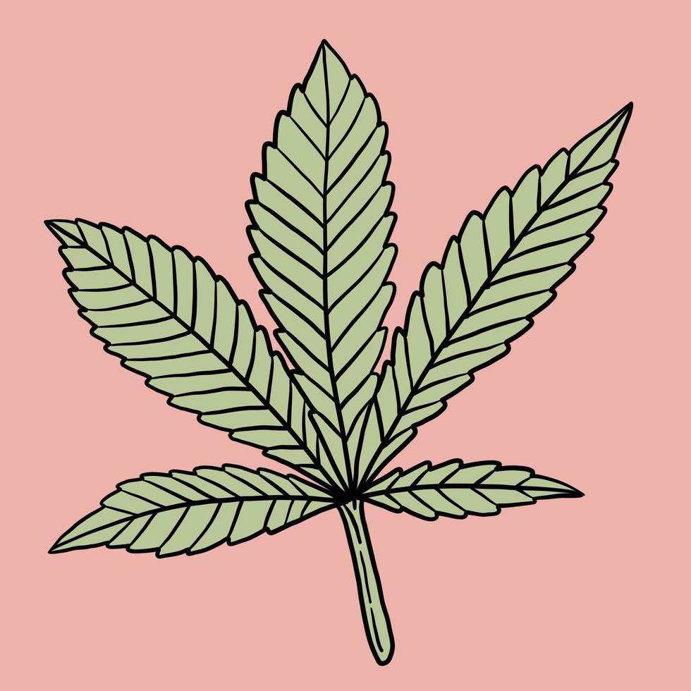 simplicidad hoja de cannabis dibujo a mano alzada diseño plano. vector