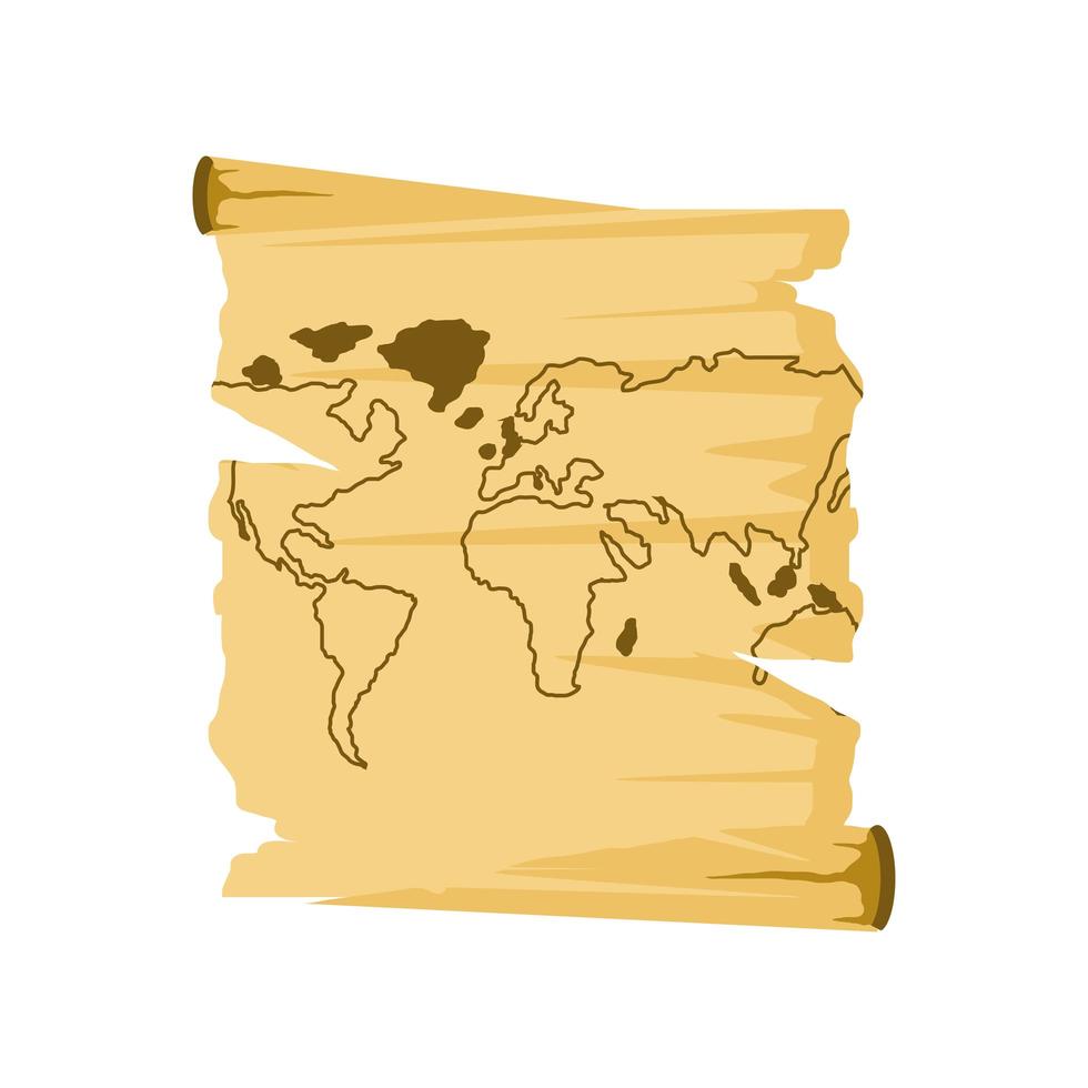 mapa del mundo dibujado en papel envejecido vector