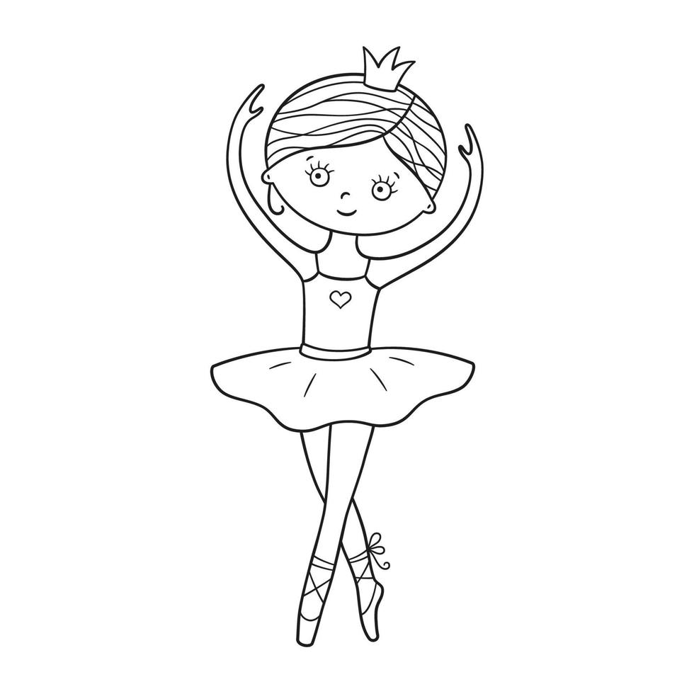 linda bailarina con zapatos de punta, vestido y corona. ilustración vectorial aislada vector