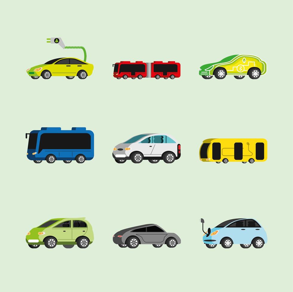 set of electric vehicles vector