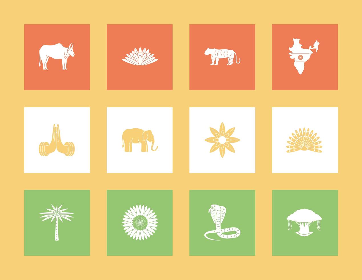 set of india culture vector