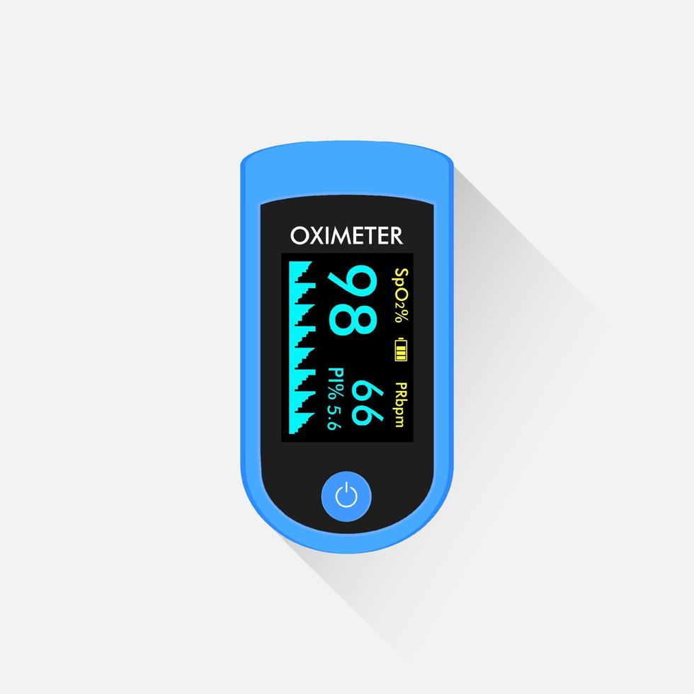 vector plano de icono de dispositivo de oxímetro. medición de saturación de oxígeno