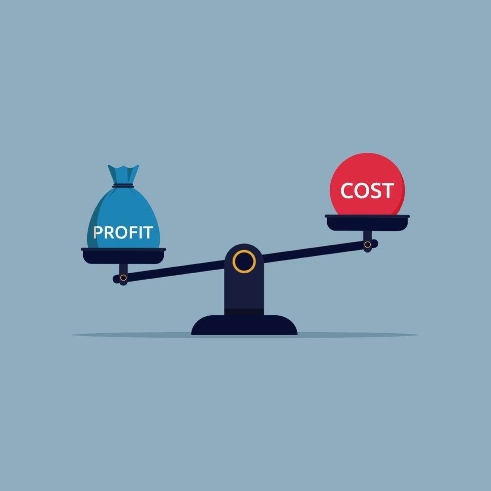 cost and profit scales, concept of compare value vector illustration
