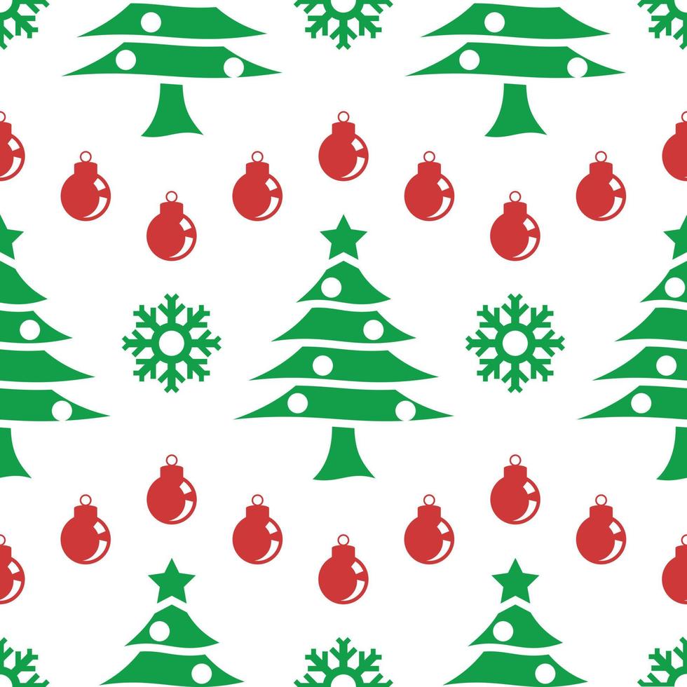 Christmas pattern design, incorporated tree, snow flake and ball element vector