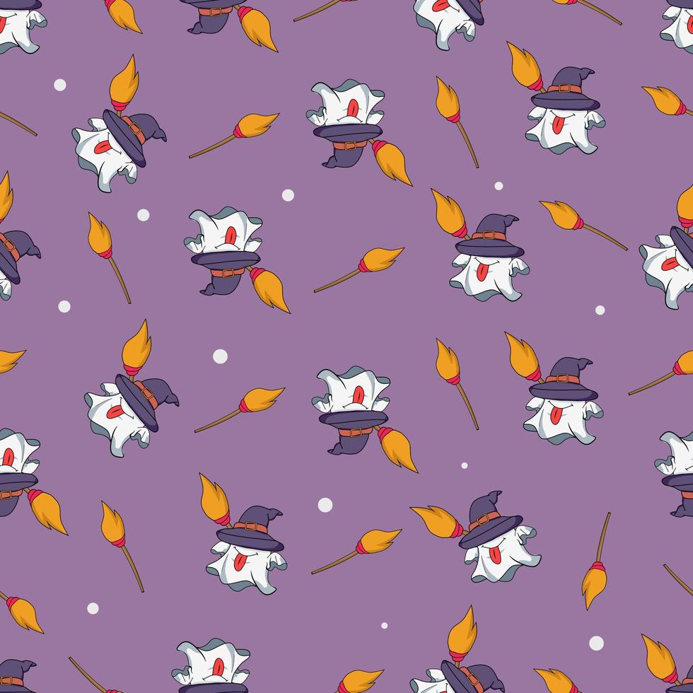 seamless pattern cute halloween theme background vector