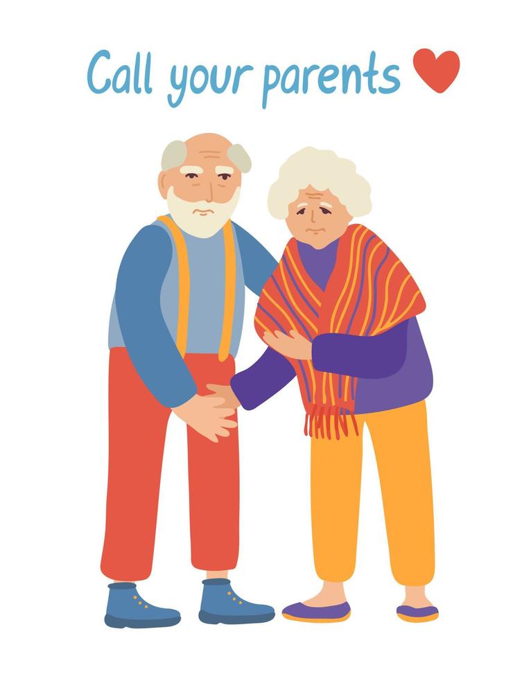 Call your parents poster with a senior couple vector