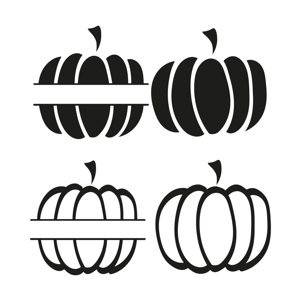 calabaza, icono, conjunto, moderno, decoración, para, autumn., vector, negro, silueta. vector