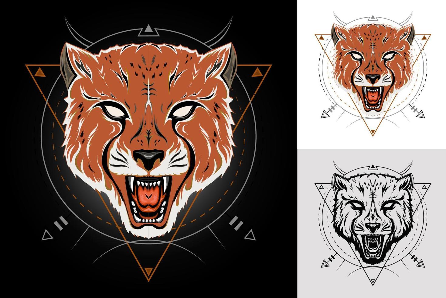 angry cheetah logo template. design for clothing, apparel, merchandise. vector