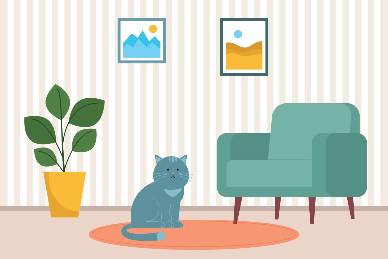 Home cozy interior. Cartoon vector illustration