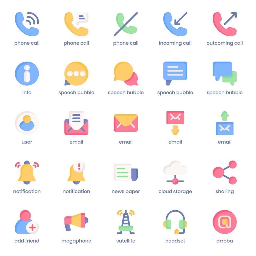 Contact and Communication icon pack for your website design, logo, app, UI. Contact and Communication icon flat design. Vector graphics illustration and editable stroke.
