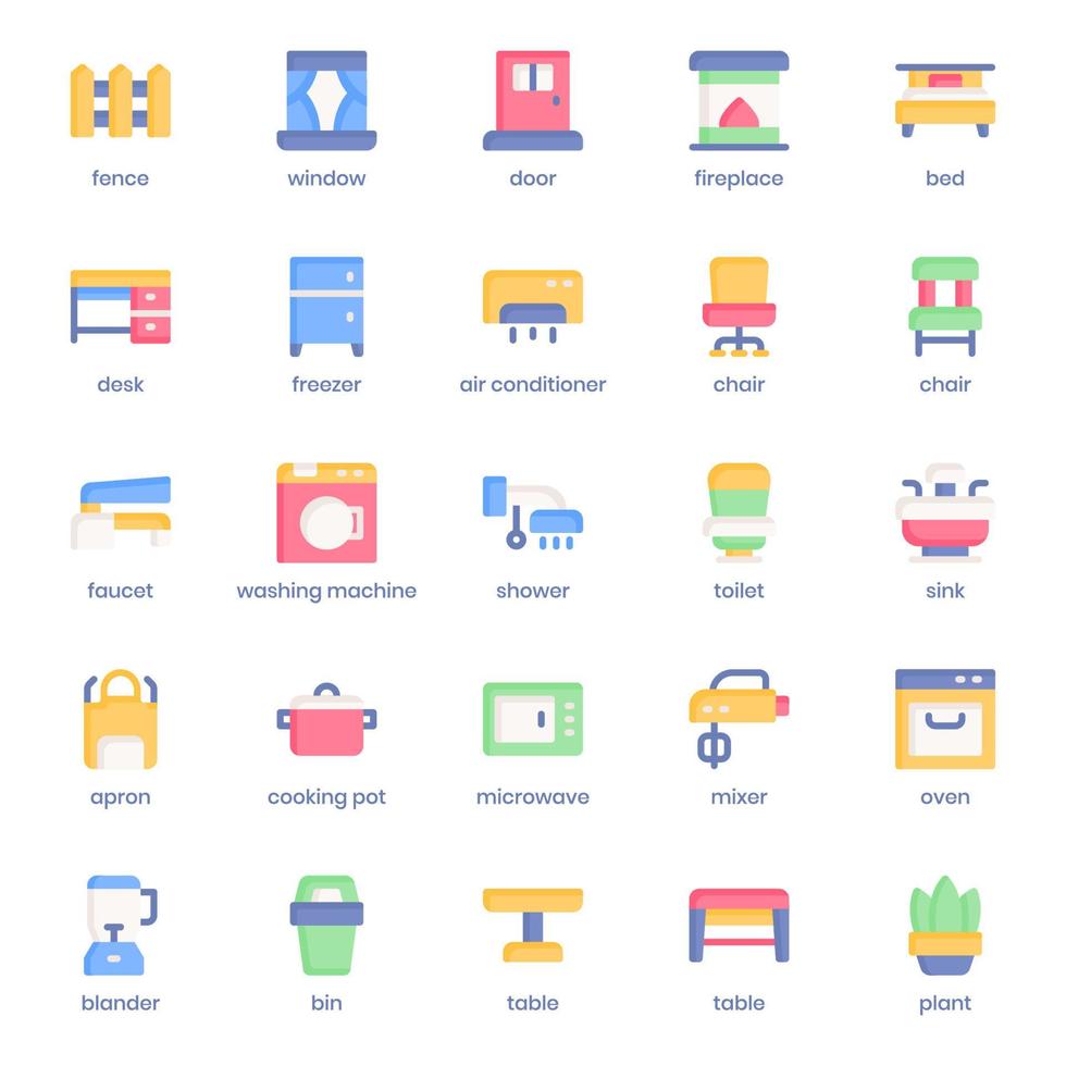 Home Stuff icon pack for your website design, logo, app, UI. Home Stuff icon flat design. Vector graphics illustration and editable stroke.