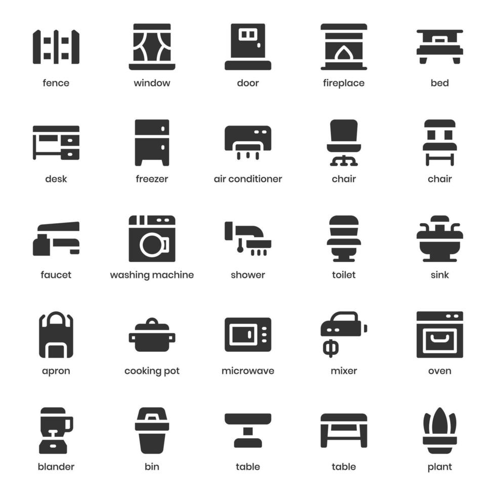 Home Stuff icon pack for your website design, logo, app, UI. Home Stuff icon glyph design. Vector graphics illustration and editable stroke.