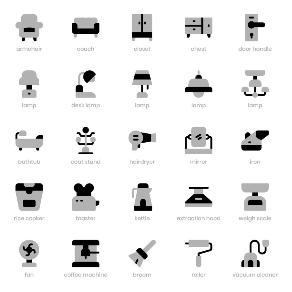 paquete de iconos de cosas caseras para el diseño de su sitio web, logotipo, aplicación, ui. icono de cosas para el hogar diseño de tono dúo. Ilustración de gráficos vectoriales y trazo editable. vector