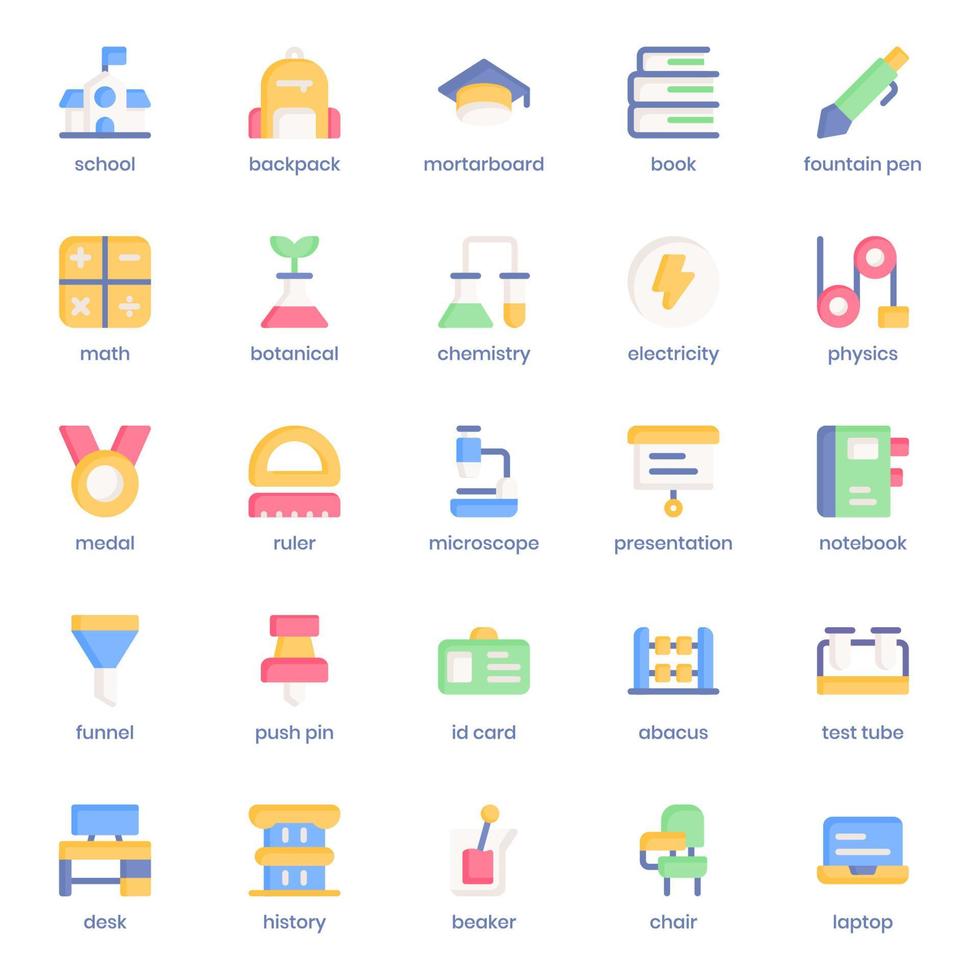 paquete de iconos de educación para el diseño de su sitio web, logotipo, aplicación, ui. diseño plano del icono de educación. Ilustración de gráficos vectoriales y trazo editable. vector