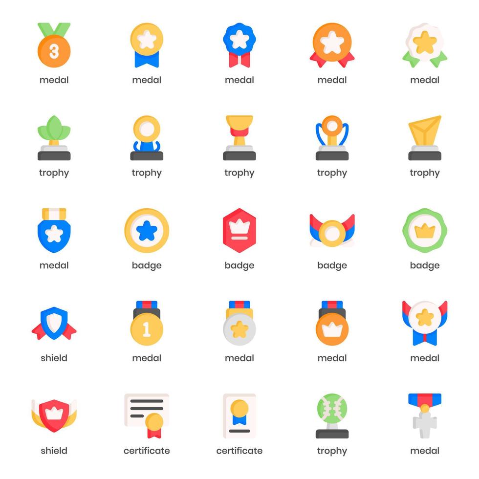 Award icon pack for your website design, logo, app, UI. Award icon flat design. Vector graphics illustration and editable stroke.