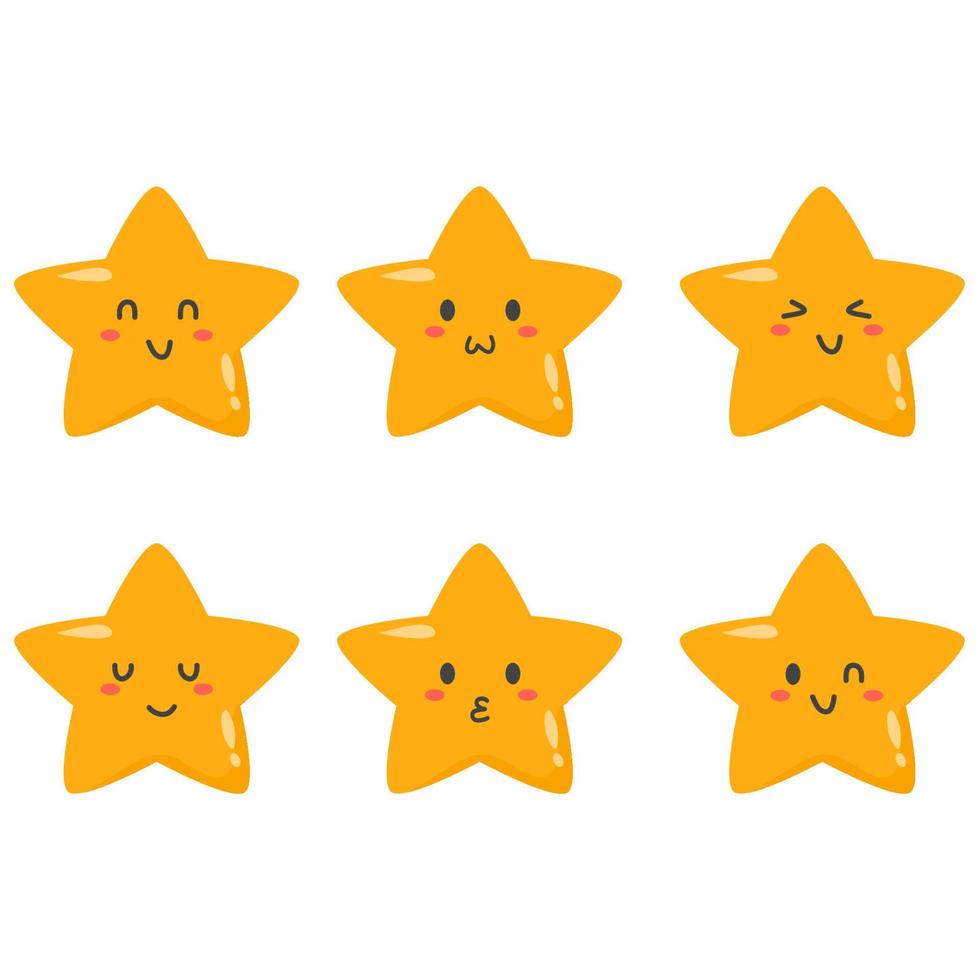 Collection of emoticon icon of cute star cartoon vector