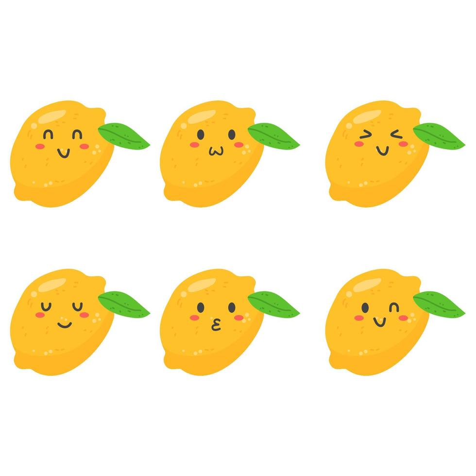 Happy kawaii citrus fruits emojis 3795484 Vector Art at Vecteezy