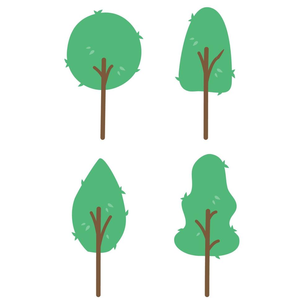 Trees simple color set vector