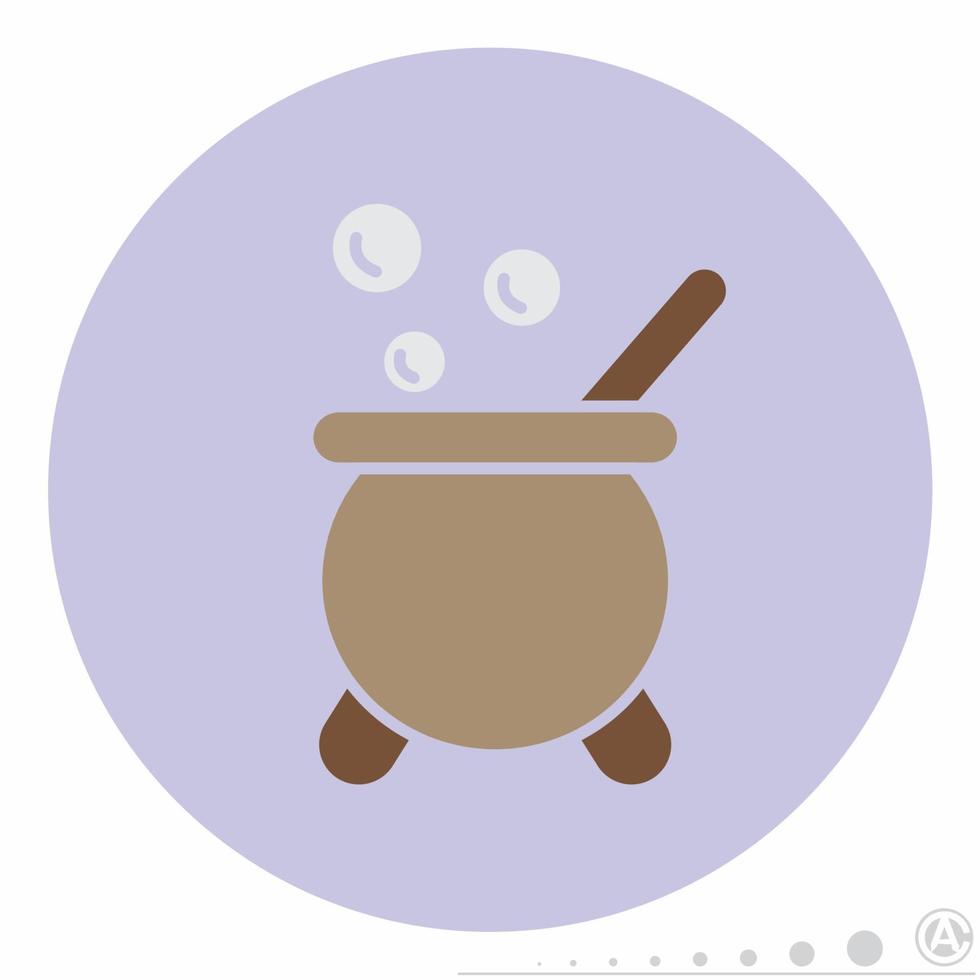 icono de olla de bruja en estilo plano colorido vector