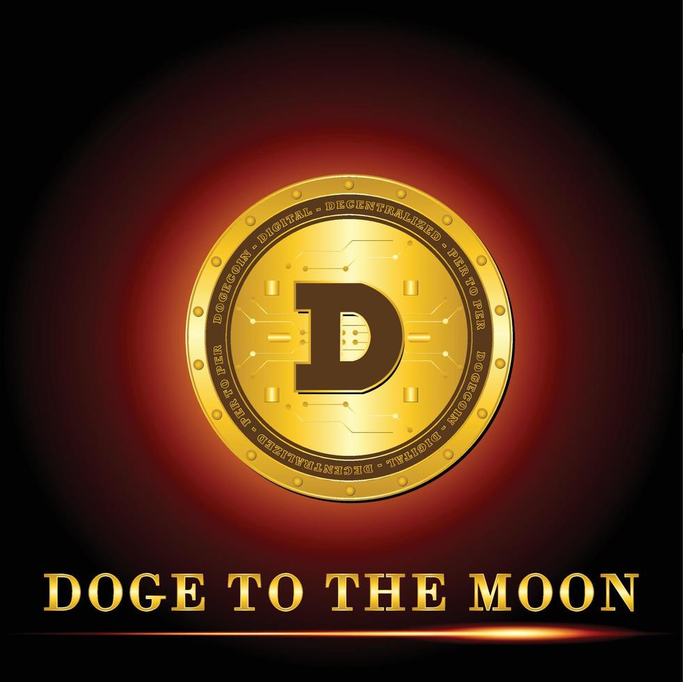 Dogecoin crypto currency symbol with red glowing light vector