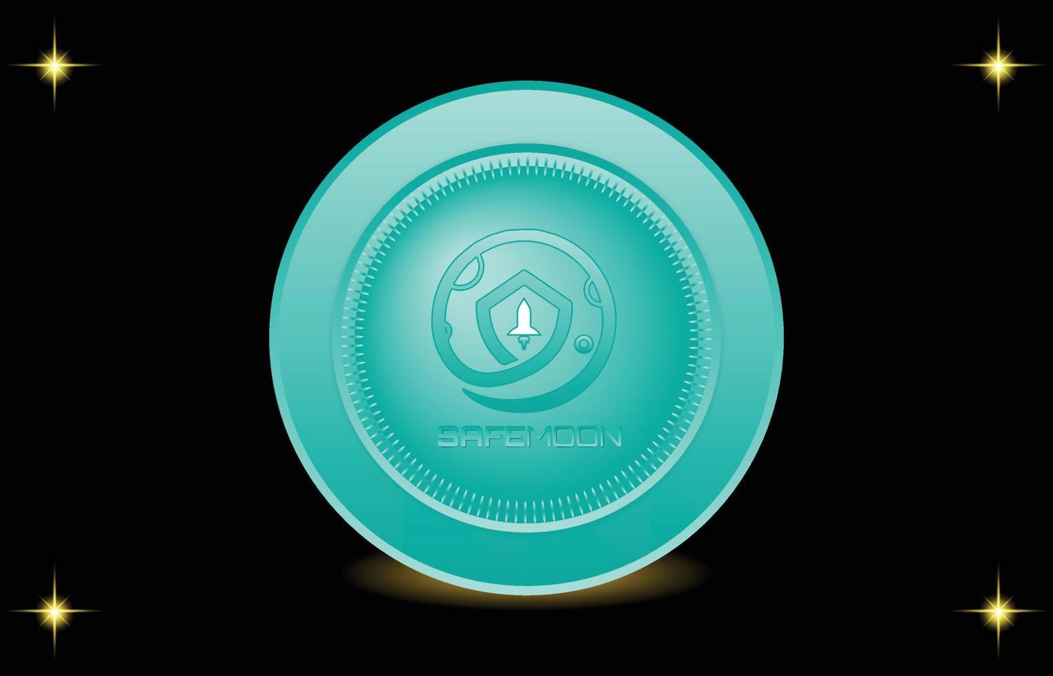 Safemoon crypto currency logo with green colour and dark background vector