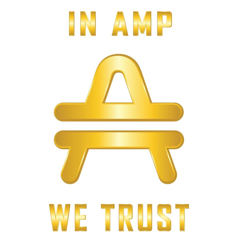 Amp crypto moneda logotipo y símbolo con color dorado. vector