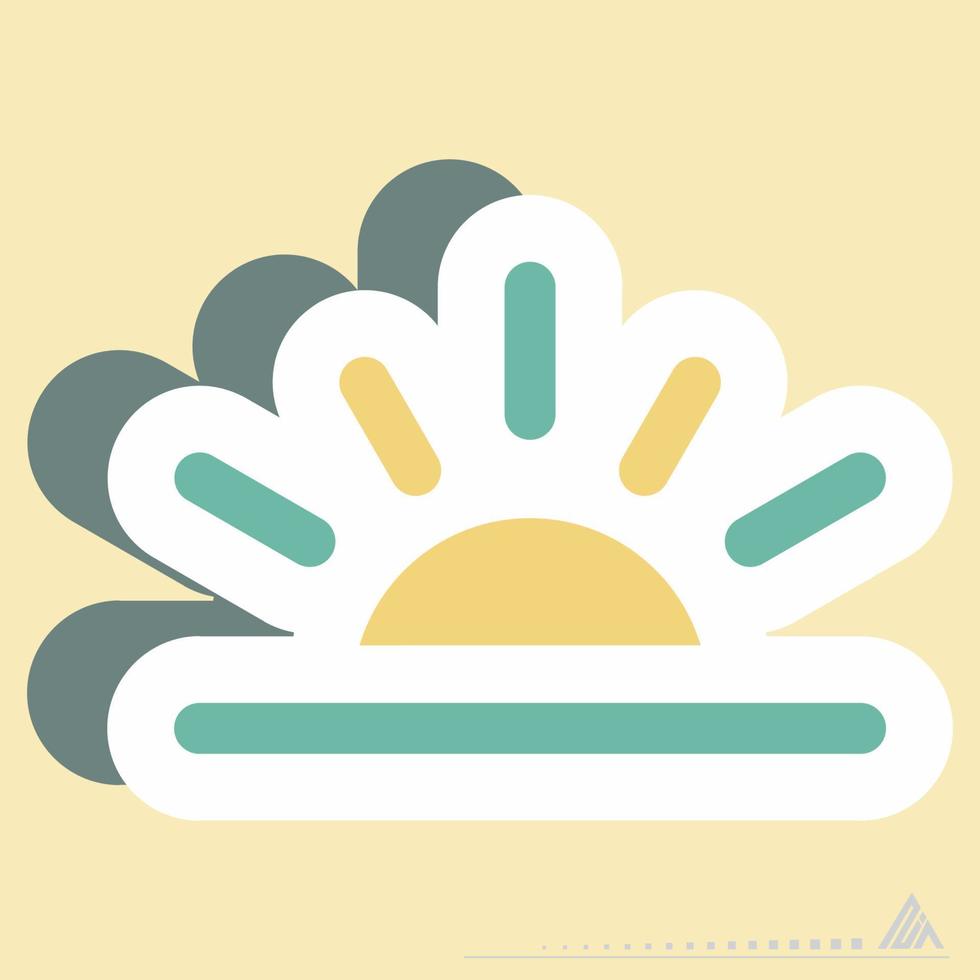 Sticker Sunset - Simple illustration, Editable stroke, Design template vector, Good for prints, posters, advertisements, announcements, info graphics, etc. vector