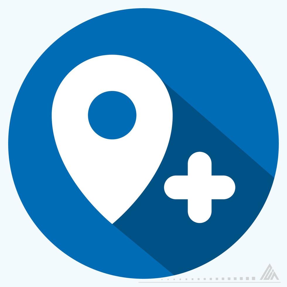 Icon Gps Add - Long Shadow Style vector