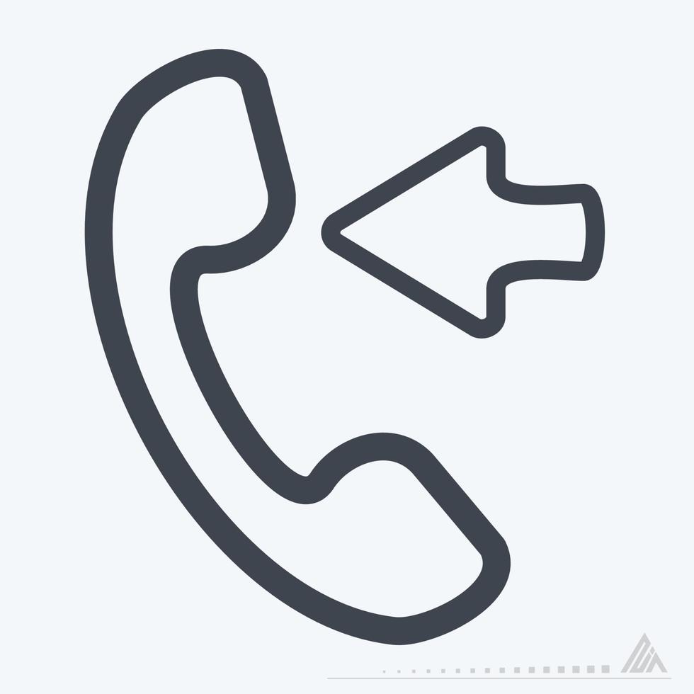 icono de teléfono entrante - estilo de línea vector
