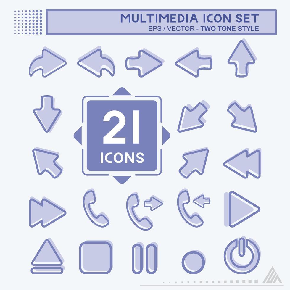 Icon Set Multimedia - Two Tone Style vector