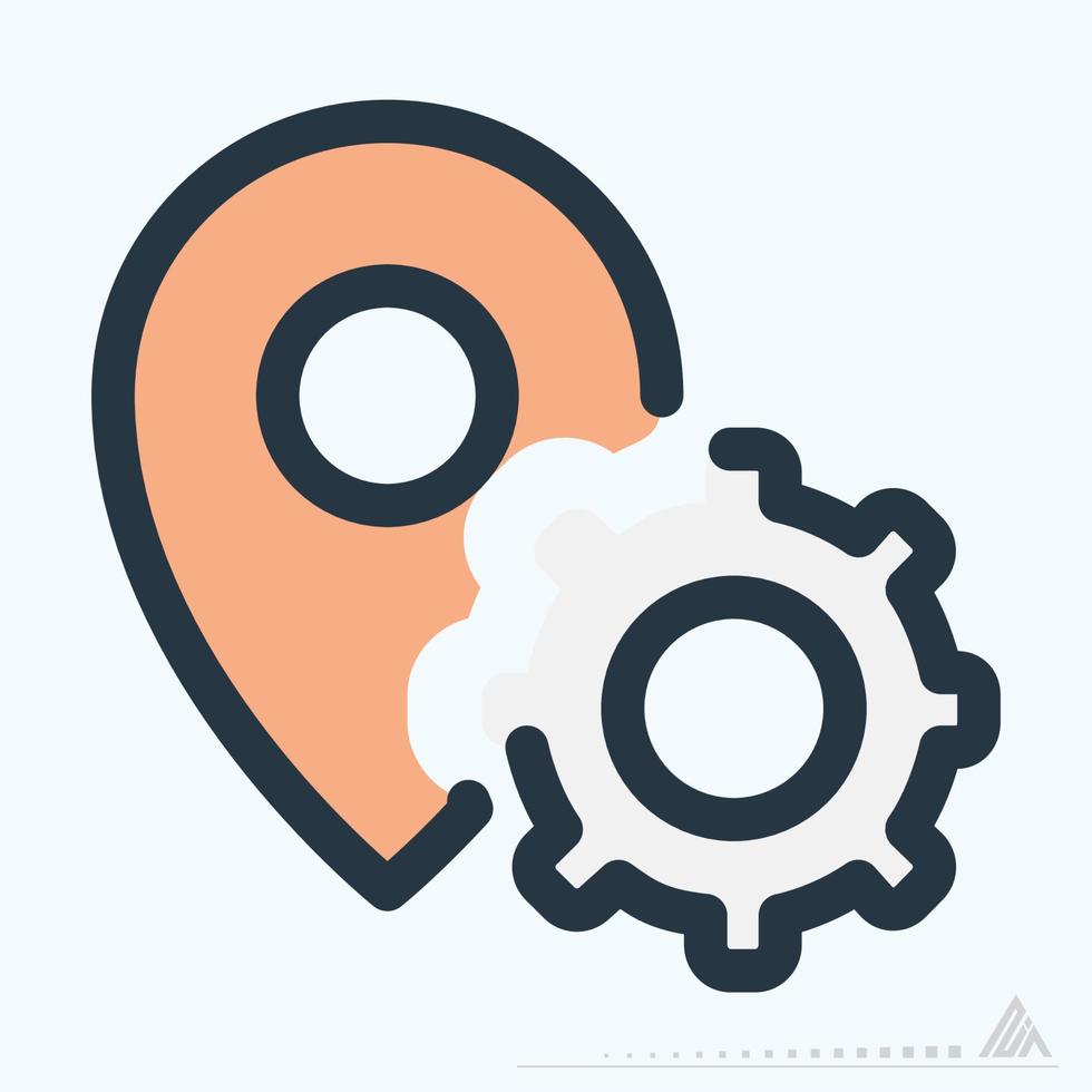 Icon Gps Settings - Color Line Cut Style vector