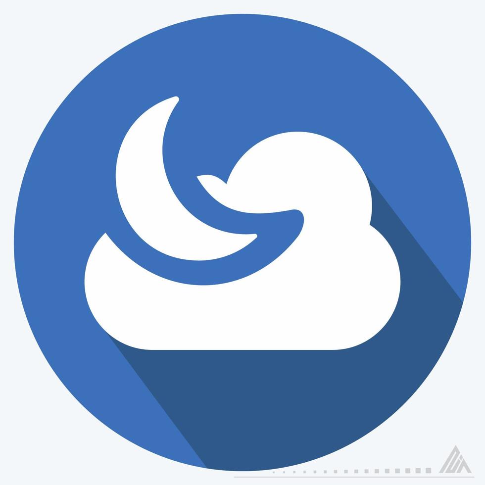 Icon Cloudy Night - Long Shadow Style vector