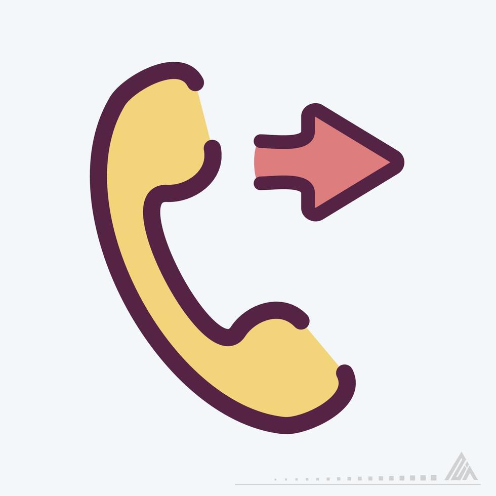 icono de teléfono saliente - estilo de corte de línea de color vector