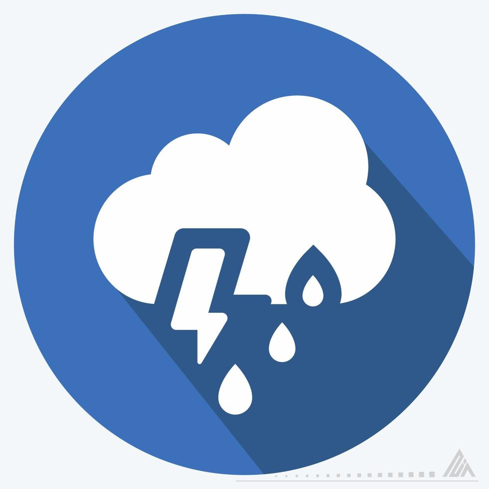 Icon Thunderstorm - Long Shadow Style vector